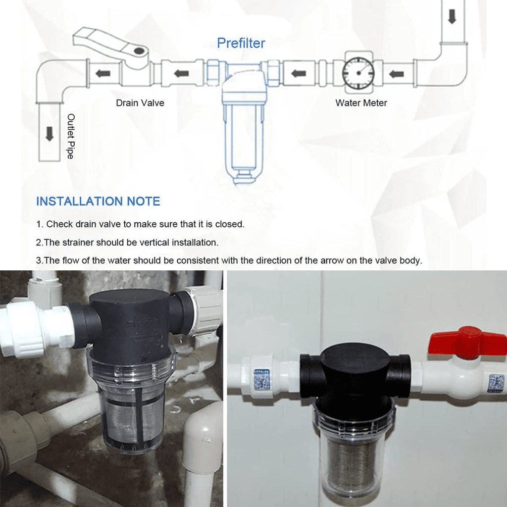 Instalación del filtro de agua 3/4